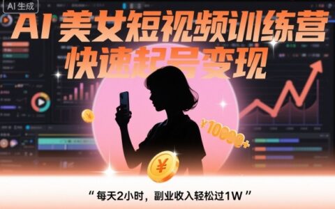 AI美女短視頻訓練營，快速起號變現，每天2小時，副業收入輕松過1W
