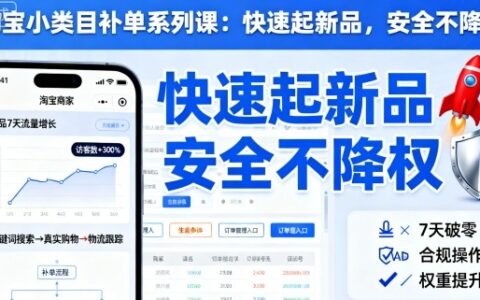淘寶小類目補(bǔ)單系列課，快速起新品，安全不降權(quán)