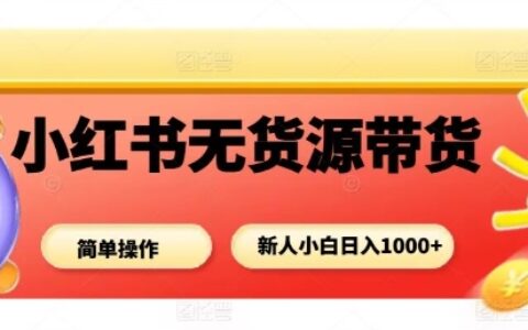 小紅書(shū)無(wú)貨源帶貨項(xiàng)目，簡(jiǎn)單無(wú)腦，新人小白日入多張