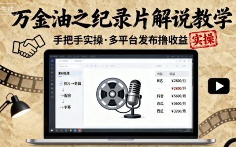 萬(wàn)金油之紀(jì)錄片解說(shuō)教學(xué)，手把手教你，完全實(shí)操，多平臺(tái)發(fā)布擼收益