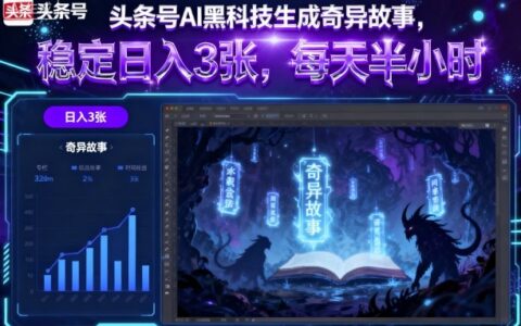 頭條號(hào)AI黑科技生成奇異故事，穩(wěn)定日入3張，每天半小時(shí)