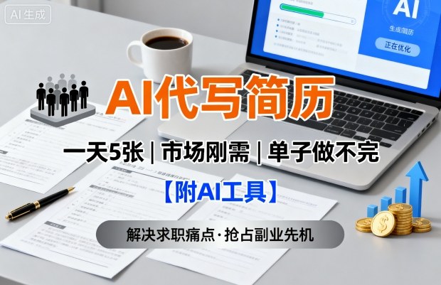 AI代寫簡歷，一天5張，今年找工作難，市場剛需，單子做不完【附AI工具】