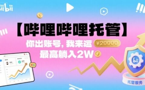 【嗶哩嗶哩托管】你出賬號，我來運營，最高躺入2W【揭秘】
