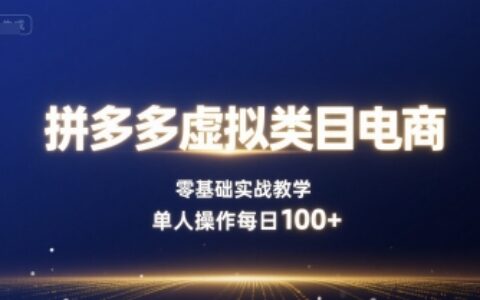 拼多多虛擬類目電商，零基礎實戰教學，單人操作每日100+