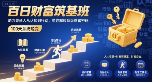 百日財(cái)富筑基班，助力普通人從認(rèn)知到行動(dòng)，帶你解鎖頂級(jí)財(cái)富密碼