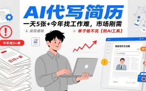 AI代寫簡歷，一天5張+今年找工作難，市場剛需，單子做不完【附AI工具】