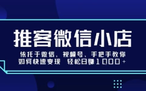 推客微信小店依托于微信、視頻號，手把手教你如何快速變現(xiàn) 輕松日入1k+【揭秘】