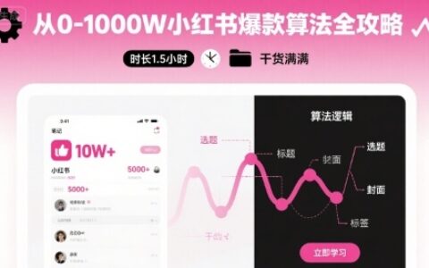 從0-1000W小紅書爆款算法全攻略，時(shí)長1.5小時(shí)，干貨滿滿