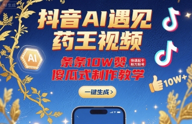 抖音AI遇見(jiàn)藥王視頻,條條10W贊,快速起千粉萬(wàn)粉號(hào),傻瓜式制作教學(xué)