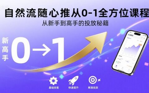 自然流隨心推從0-1全方位課程，從新手到高手的投放秘籍