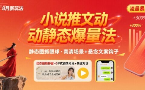 8月小說推文全新玩法，動靜態圖片+搭配小說文案爆量玩法