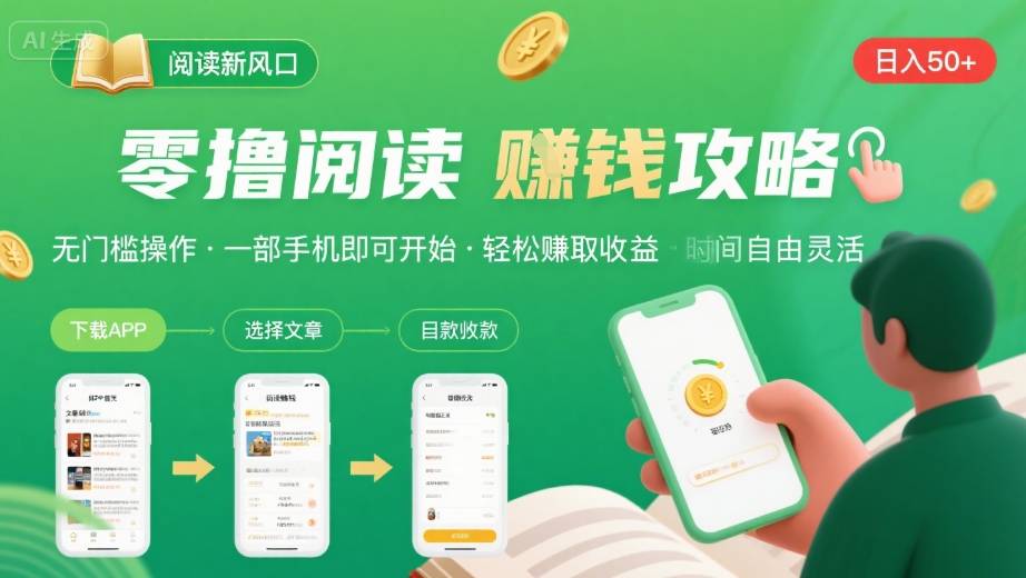 零擼閱讀新風(fēng)口，無(wú)門檻輕松掙，一部手機(jī)，日入?50-3張【揭秘】