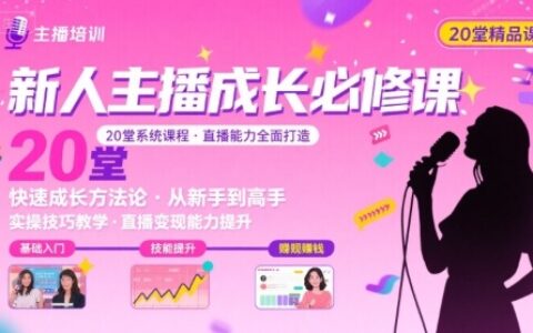 新人主播必學的20堂培訓課，讓主播快速成長的必學課程，幫你直播能力快速打造的實操方法