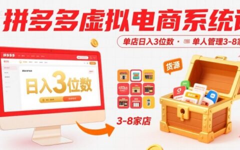拼多多虛擬電商系統課，單店日入3位數，單人可管理3-8家店【附貨源】