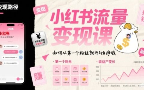 小紅書流量變現(xiàn)課，如何從第一個粉絲就開始掙錢