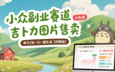 小眾副業賽道 吉卜力圖片售賣 單日2張+ AI一鍵生成【附教程】