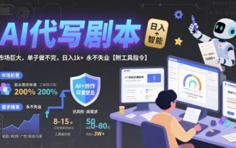AI代寫劇本，市場巨大，單子做不完，日入1k+ 永不失業【附工具指令】