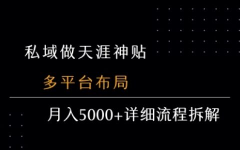 私域做天涯神貼 多平臺(tái)布局 月入5k+詳細(xì)流程拆解