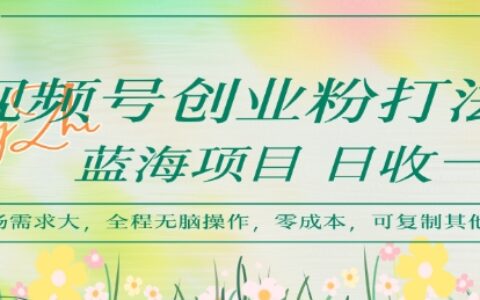 視頻號(hào)創(chuàng)業(yè)粉打法，日入1k，藍(lán)海項(xiàng)目，市場(chǎng)需求大，全程無(wú)腦操作，可復(fù)制