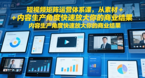 短視頻矩陣運營體系課,從素材+內(nèi)容生產(chǎn)角度快速放大你的商業(yè)結(jié)果
