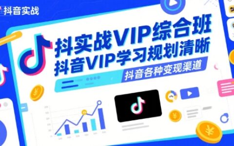 抖音實戰VIP綜合班，抖音VIP學習規劃請晰抖音各種變現渠道