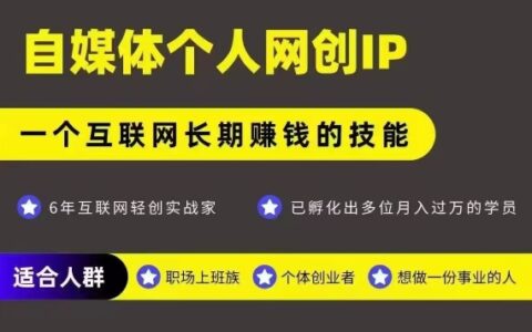 網創類公眾號項目，自媒體個人網創IP，強IP強變現，操作一輩子