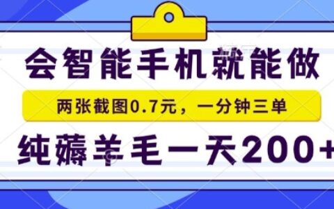 2025年零擼手機項目，二十秒一單，純薅羊毛，一天200+做就有【揭秘】