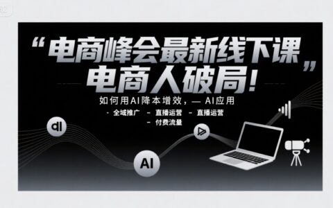 電商峰會最新線下課，電商人破局，如何用AI降本增效，AI應用-全域推廣-直播運營-付費流量
