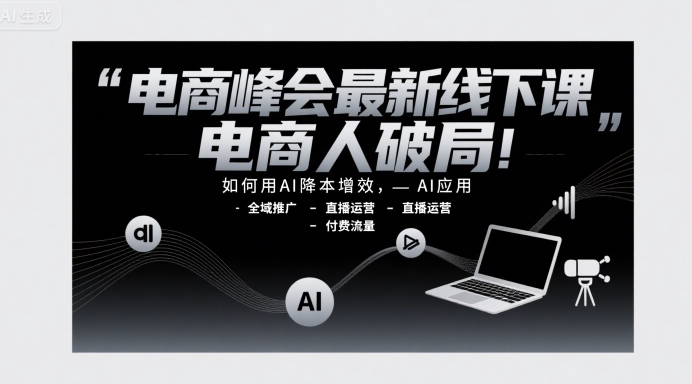 電商峰會最新線下課,電商人破局,如何用AI降本增效,AI應(yīng)用-全域推廣-直播運營-付費流量