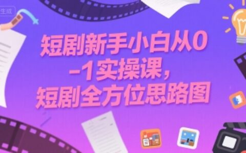 短劇新手小白從0-1實操課，短劇全方位思路圖