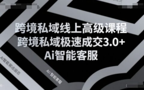 跨境私域線上高級課程，跨境私域極速成交3.0+Ai智能客服