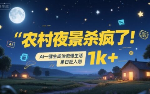 農村夜景殺瘋了！AI一鍵生成治愈系慢生活，單日狂入1k+