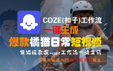 COZE(扣子)工作流一鍵生成爆款橘貓日常短視頻，保姆級教程，零基礎快速入門