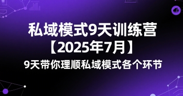 私域模式9天訓(xùn)練營【2025年7月】?9天帶你理順?biāo)接蚰J礁鱾€(gè)環(huán)節(jié)