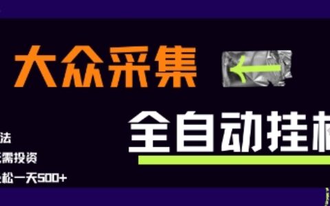 大眾采集全自動玩法，新手小白輕松一天5張+，操作簡單零成本【揭秘】
