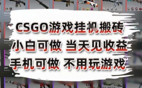 CSGO游戲掛G搬磚，小白純手機即可操作，不用電腦打游戲，日入3張+，副業網創項目【揭秘】