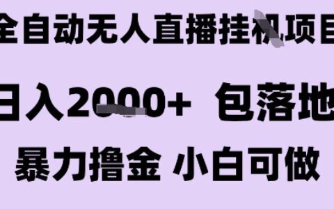 最新全自動抖音無人直播掛G項目，日入2k+ 包落地暴力擼金，小白可做【揭秘】