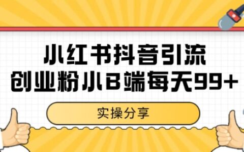 小紅書抖音創業粉，小B端粉自熱，日引99+的一個玩法【揭秘】