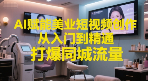 AI賦能美業短視頻創作,從入門到精通,打爆同城流量,超級AI工具短視頻實操落地