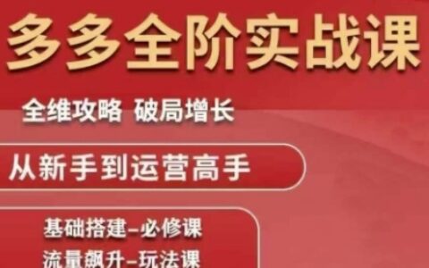 拼多多全階實戰課程，全維攻略，破局增長，從新手到運營高手