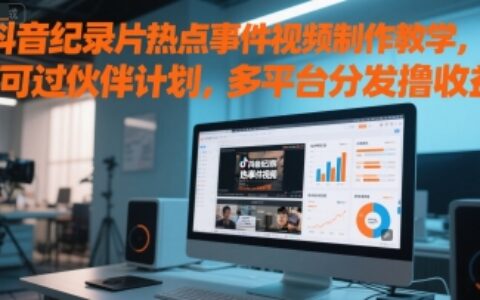 抖音紀錄片熱點事件視頻制作教學，可過伙伴計劃，多平臺分發擼收益