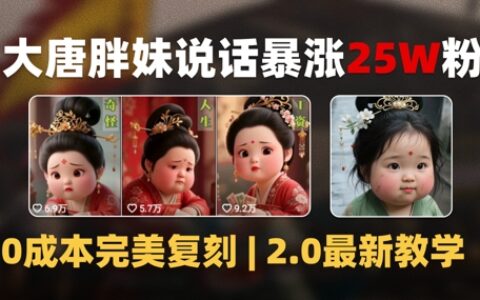 AI大唐胖貴妃說話2.0，40條視頻暴漲40w粉，附獨家變現攻略