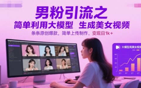 男粉引流之簡單利用大模型生成美女視頻，條條原創(chuàng)爆款，簡單上傳制作，變現(xiàn)日1k+