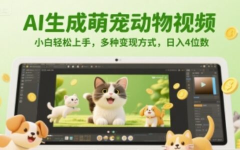 AI生成萌寵動物視頻，小白輕松上手，多種變現方式，日入4位數
