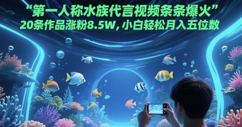 第一人稱水族代言視頻條條爆火,20條作品漲粉8.5W,小白輕松月入五位數