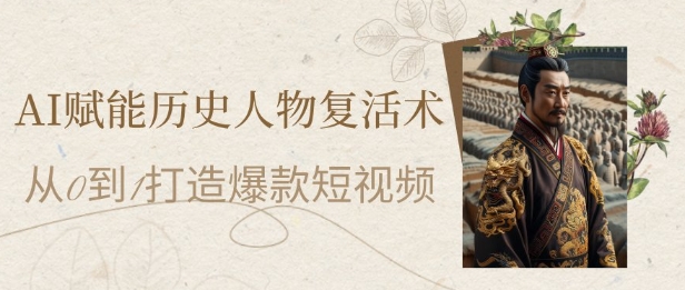 AI賦能歷史人物復(fù)活術(shù):從0到1打造爆款短視頻,7天漲粉10W,小白也能月入過(guò)1W