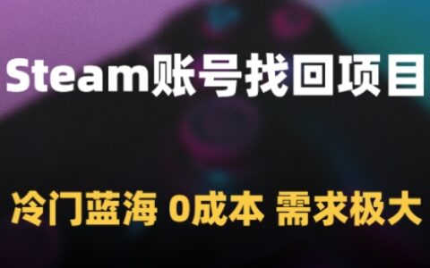 Steam賬號找回項目，冷門藍海，0成本，需求極大