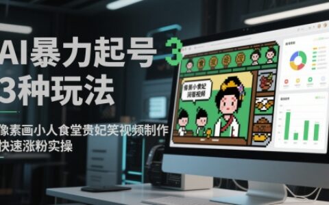 AI暴力起號3種玩法，像素畫小人食堂貴妃搞笑視頻制作，快速漲粉實操