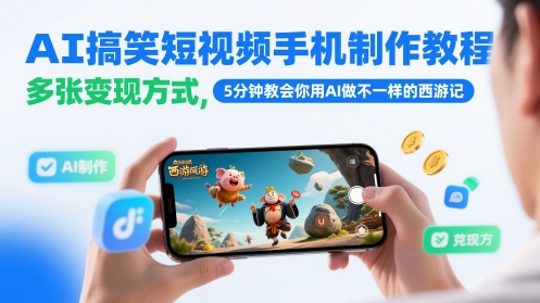 AI搞笑短視頻手機制作教程，多張變現(xiàn)方式，5分鐘教會你用AI做不一樣的西游記