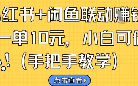 小紅書+閑魚聯動掙錢，一單10元，小白可做